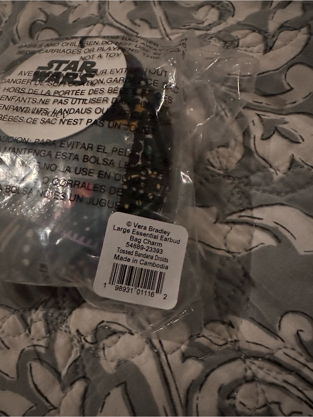 Vera Bradley x Star Wars Droids Pattern Earbud Bag Charm - Picture 4 of 4
